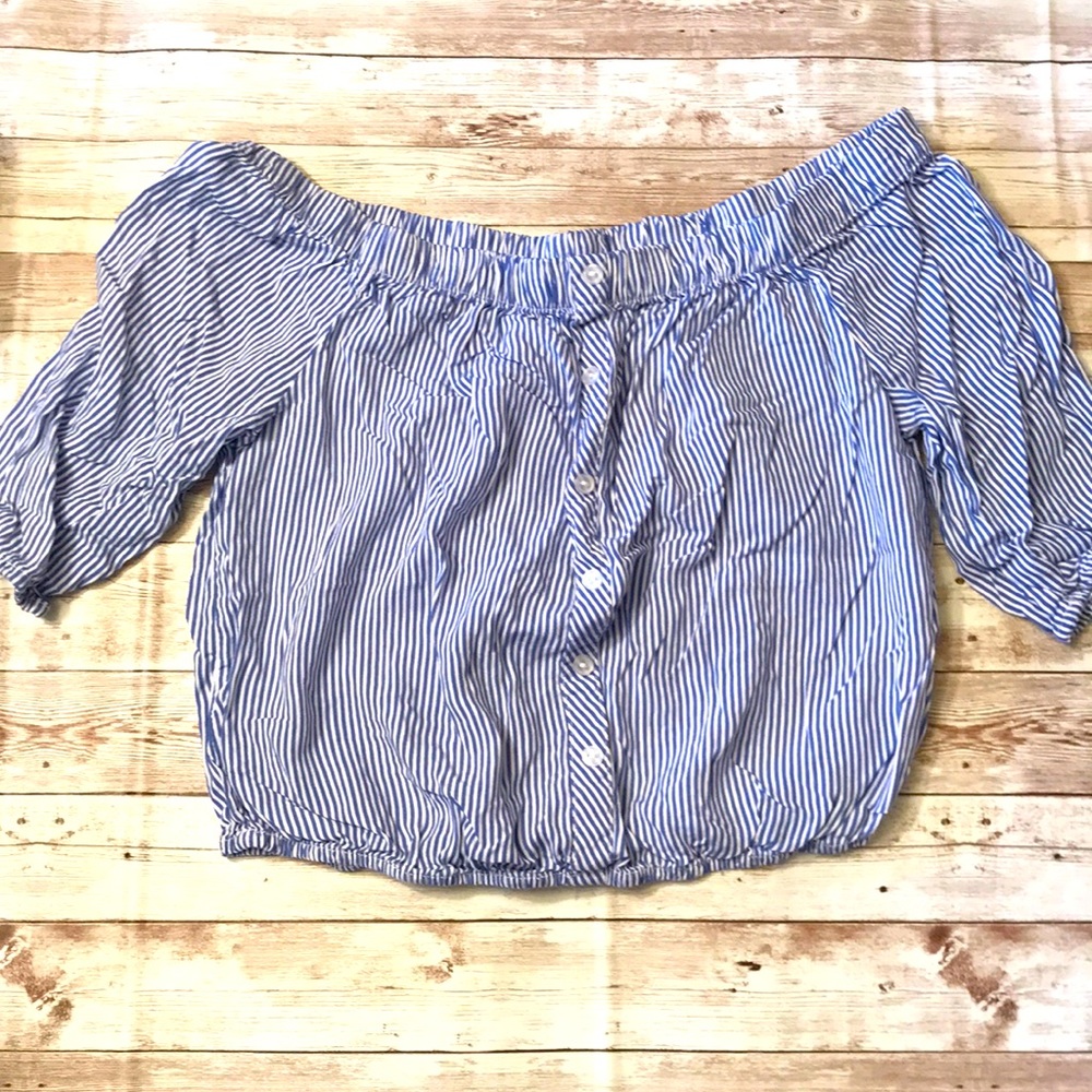Striped off shoulder crop top